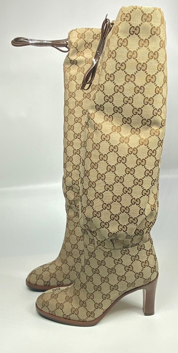 Gucci GG canvas knee-high boots