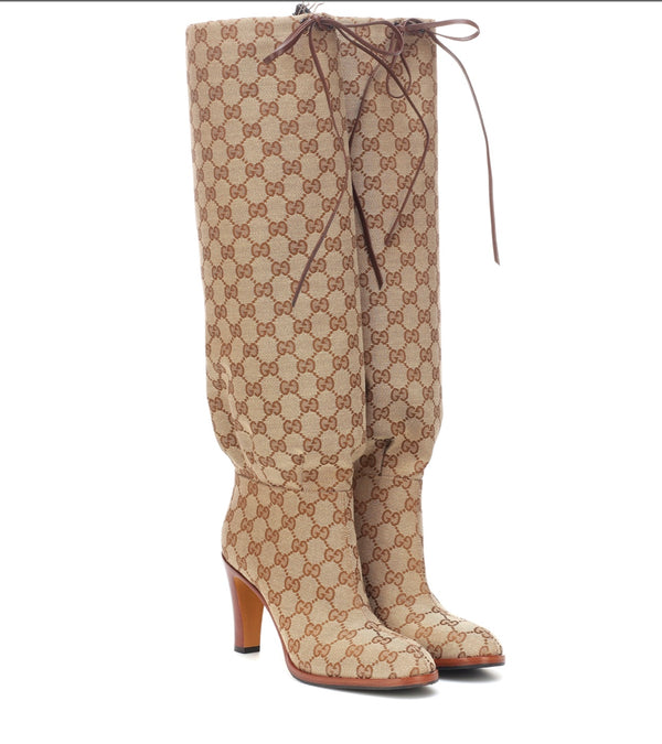 Gucci GG canvas knee-high boots