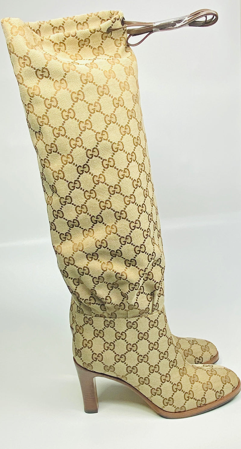 Gucci Women's Lisa Thigh High Boots GG Canvas - ShopStyle