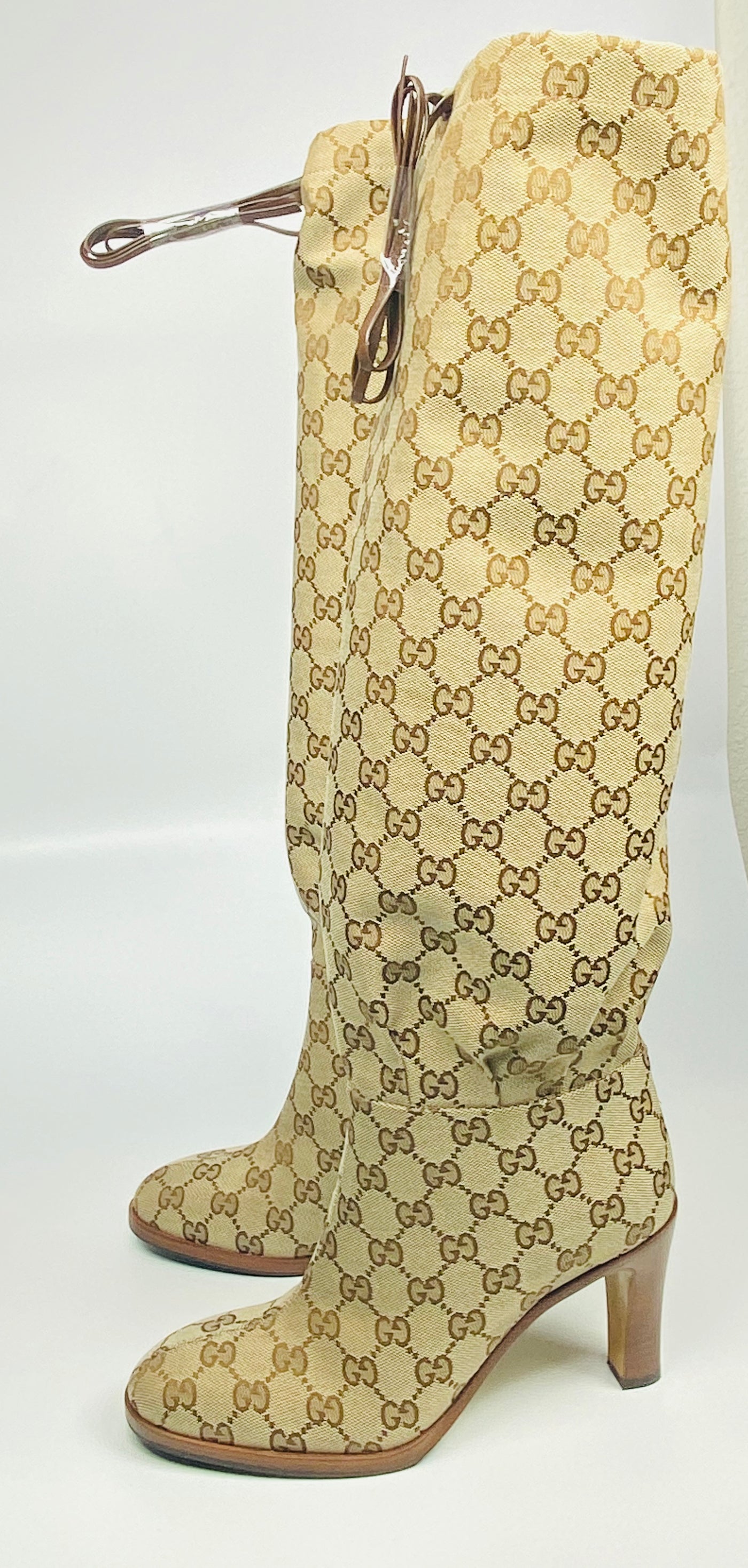 Gucci canvas over the knee boots best sale