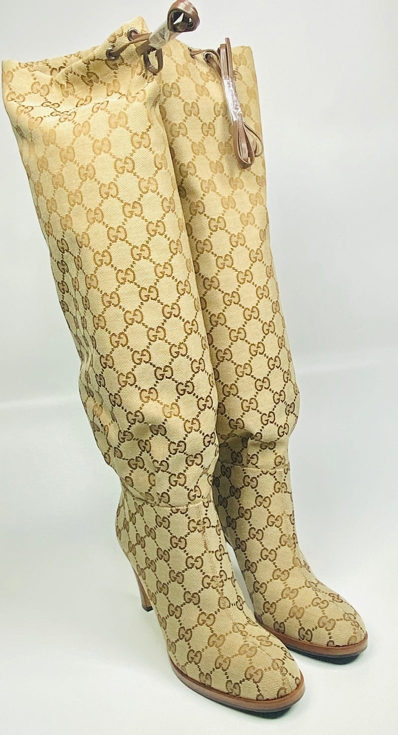 Gucci Original GG Canvas Over-the-knee Boot in Natural